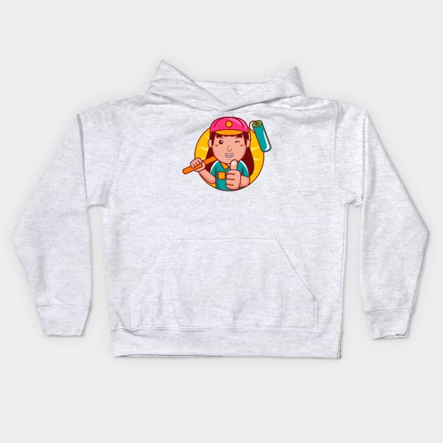 Painter Woman Kids Hoodie by MEDZ